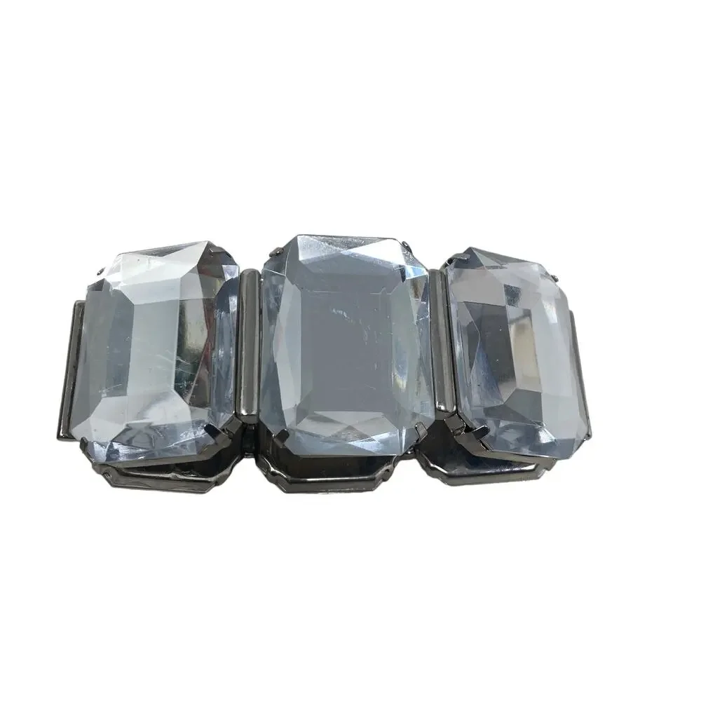 Crystal Chunky Stretch Bracelet Clear Formal Costume Fashion Jewelry - Picture 6 of 7